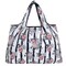 Large Foldable Tote Nylon Reusable Grocery Bags, Rose & Stripes
